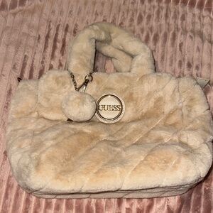 GUESS Cream Faux Fur Women's Bag